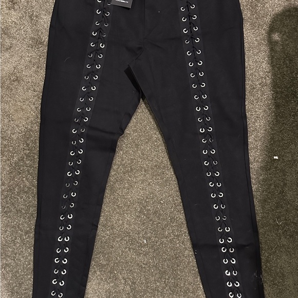 Fashion Nova Pants - Fashion Nova Black Lace-Up Skinny Pants